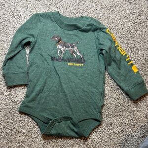 Carhartt Forest Green Onesie with Dog Graphic